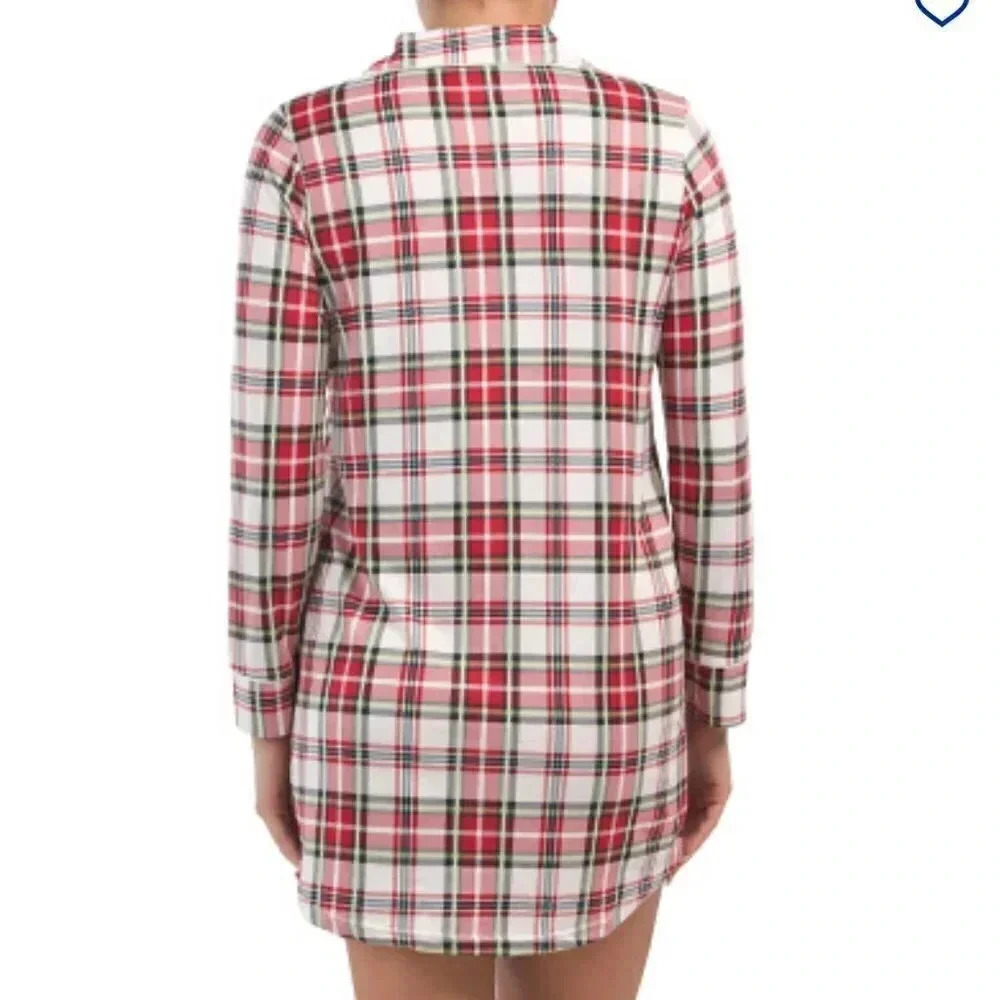TAHARI WOMENS SIZE L BUTTON LONG SLEEVE SLEEP SHIRT NWT - Picture 2 of 5